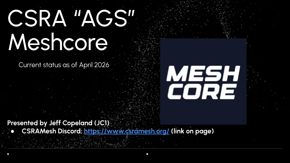 CSRA MeshCore Status – April 2026