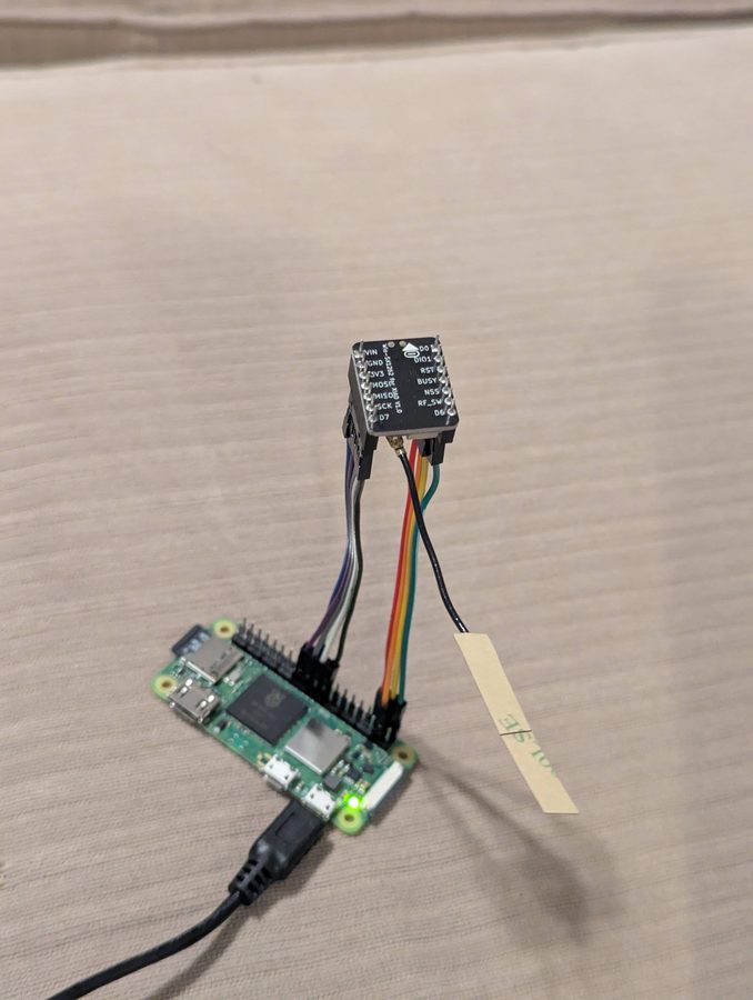 Pi Zero 2W wired to Wio SX1262 via jumper wires