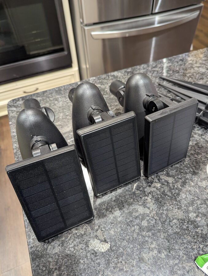 Three Harbor Breeze solar lights as purchased