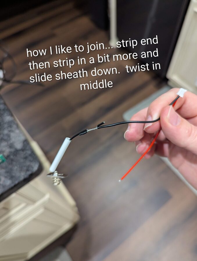 Stripping and twisting wires for the mid-wire splice
