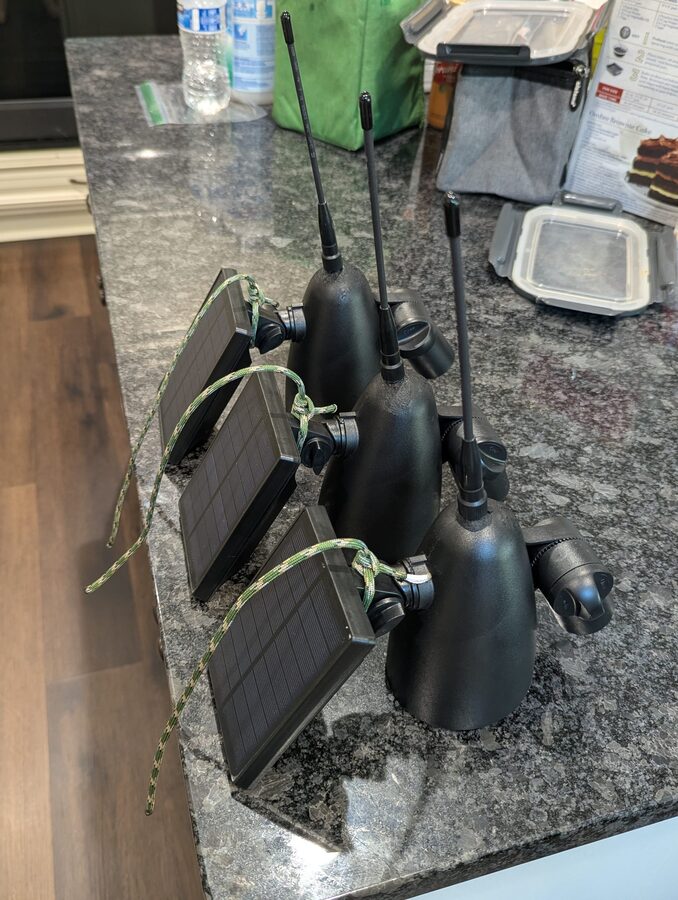 Three completed DIY tree nodes ready for deployment